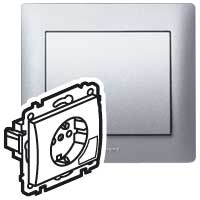 Legrand Galea Life Алюминий Розетка с/з, с выталкивателем 771324