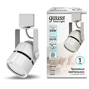 Gauss Светильник трековый цилиндр GU10 220V IP20 60*145мм белый однофазный TR012