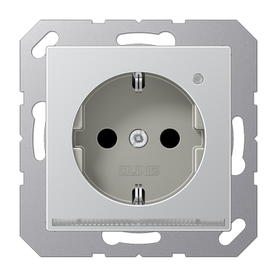 JUNG SCHUKO-розетка с LED подсветкой, алюминий A1520-OALLNW
