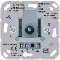 JUNG Мех Светорегулятор поворотно-нажимной 100-1000 Вт для л/н 211GDE