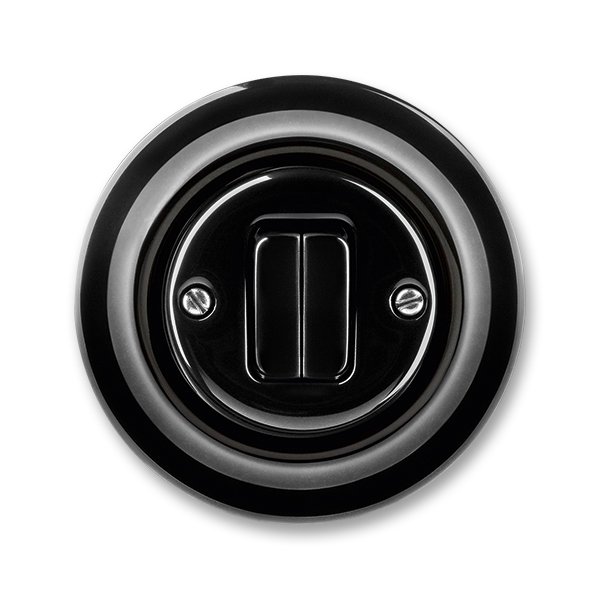 ABB Decento Чёрный фарфор Выключатель двухклавишный 2CHK590534C4301