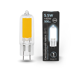 Gauss Лампа G4 AC220-240V 5.5W 500lm 4100K стекло LED 107807205