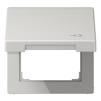 JUNG Рамка с подпружиненной крышкой для механизмов 50*50, с символом "Вилка", светло-серый LS990BFKLSOCLG