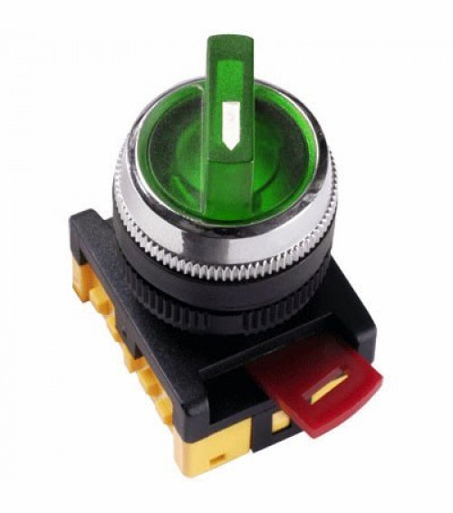 Купить IEK Переключатель АNСLR-22-3 на 3 фикс.полож.зеленый неон/240В I-O 1з+1р