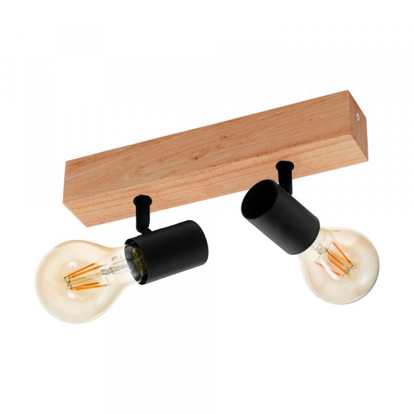 Eglo 98112 Светильник на балке TOWNSHEND 3, 2x60W(E27), дуб/черный