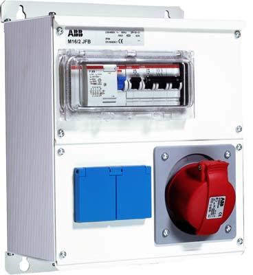 ABB Combi Бокс M16/2 JFB CTFL с розеткамии фланцами в сборе ,металл, IP44 2CMA100020R1000