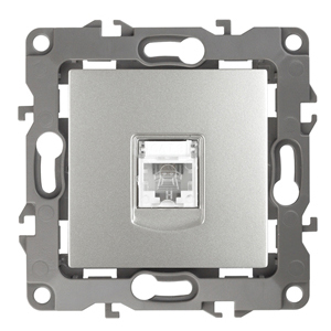 ЭРА 12-3105-03 Алюминий Розетка телефонная RJ11, IP20, 12