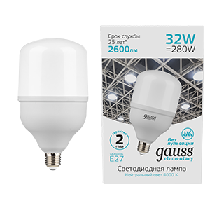 Gauss Лампа Elementary T100 32W 2600lm 4000K E27 LED 63223