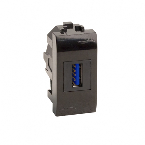 DKC USB 3.0 розетка, Brava, черная, 1 мод.