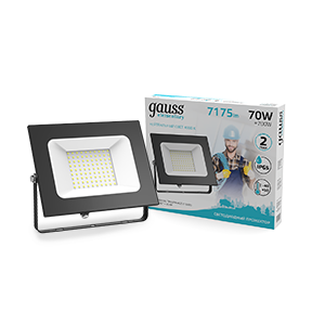 Gauss Прожектор Elementary 70W 7175lm 4000К 175-265V IP65 черный LED 613100270 Gauss Прожектор Elementary 70W 7175lm 4000К 175-265V IP65 черный LED 613100270