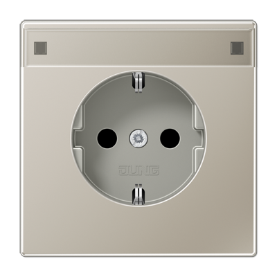 JUNG Штепсельная розетка SCHUKO 16A 250V~ с защитой от детей и полем для надписи благородная сталь ES1520KINA