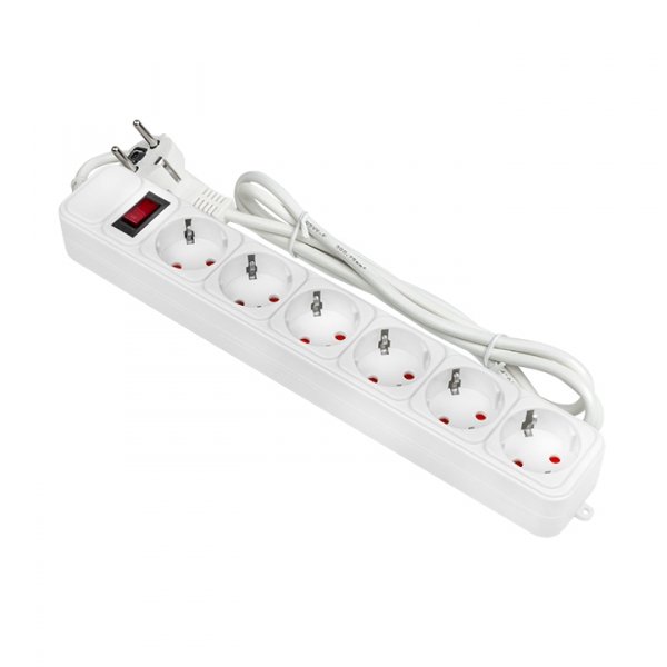 EKF PROxima Сетевой фильтр 6*1,8м 10А/2,2кВт с выкл. c/з ПВС 3х0,75 Блокбастер