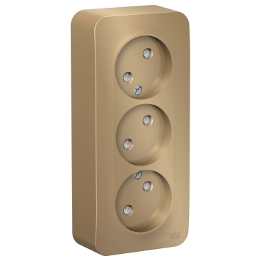 Купить Systeme Electric Blanca наруж Титан Розетка 3-ая б/з со шторками 16А, 250В, изолир. пластина