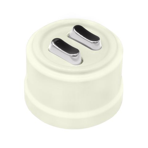 BIRONI Лизетта Пластик Слоновая кость Выключатель проходной 2-кл (клавишный), ручка Серебро B1-222-211-S