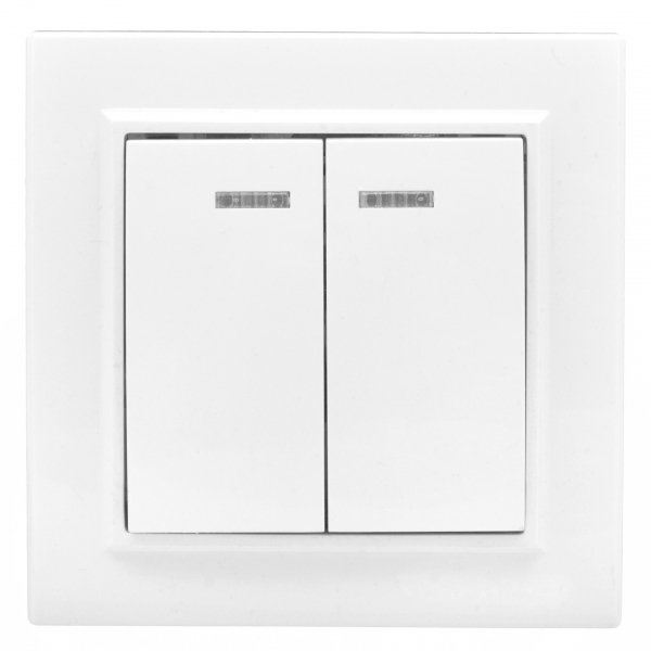 EKF Basic Минск Белый Выключатель 2-кл с индикатором, 10А, СП