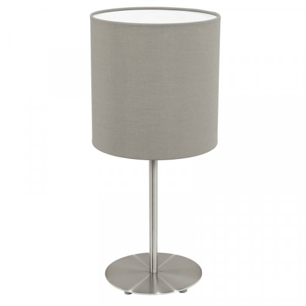 Eglo Лампа настольная PASTERI, 1х60W (E27), Ø180, H400, никель матовый/текстиль, cеро-коричневый 31595