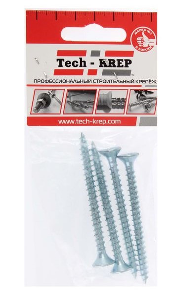 Купить Tech-Krep Саморез ШУц 6,0х70 пот. гол. (4 шт) - пакет 102457