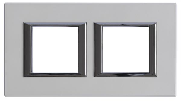 BT Axolute Жемчужное Серебро Рамка 2+2 мод прямоугольная горизонтальная HA4802M2HSAN