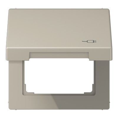 JUNG Рамка с подпружиненной крышкой для механизмов 50*50, с символом "Вилка", нержавеющая сталь ES2990KLSOC