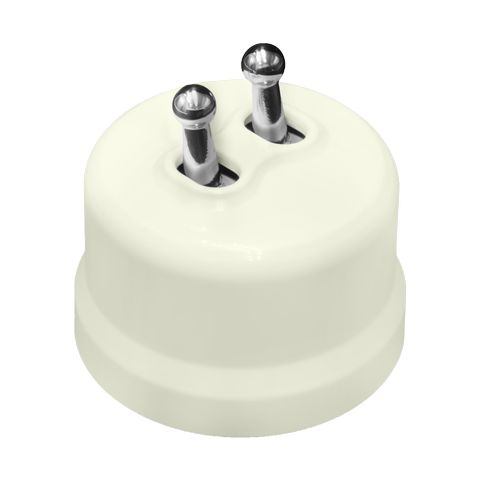 BIRONI Лизетта Пластик Слоновая кость Выключатель 2-кл (тумблерный), ручка Серебро B1-232-211-S