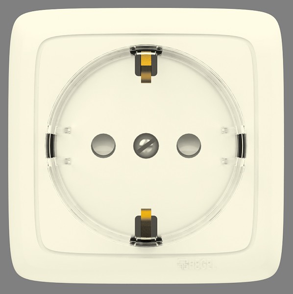 Hegel Альфа наруж Слоновая кость РА16-173-01 Розетка с/з, с изол. пластиной