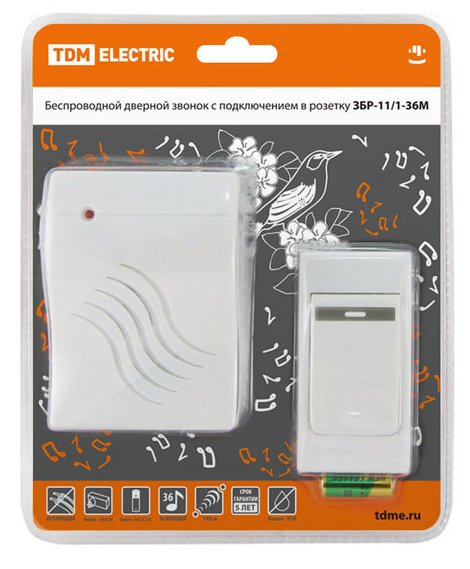 Купить TDM Звонок ЗБР-11/1-36М (беспр., роз.) SQ1901-0008