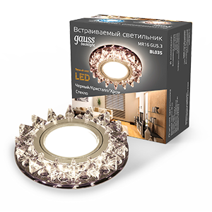 Gauss Светильник Backlight BL035 Кругл. Черный/Кристалл/Хром, Gu5.3, LED 2700K