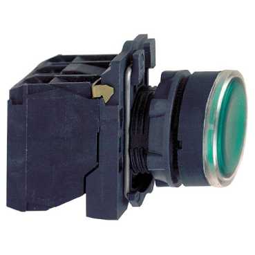 Купить SE XB5 Кнопка 22мм 48-120В зеленая с подсветкой XB5AW33G5