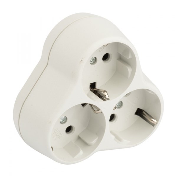 EKF PROxima Тройник 3 гн. с/з круглый бел. 16А 250В ATK16-3