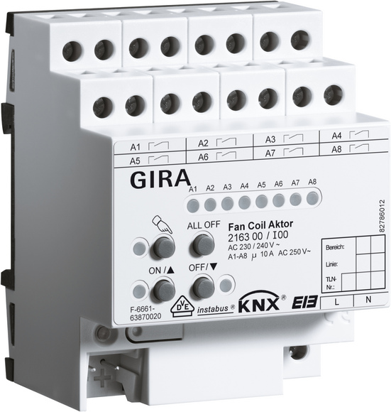 Gira KNX Устройство управления фанкойлом DIN-рейка 216300