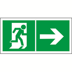 Белый свет Знак безопасности PS-50206.E35"Напр. к эвакуационному выходу направо" a18214