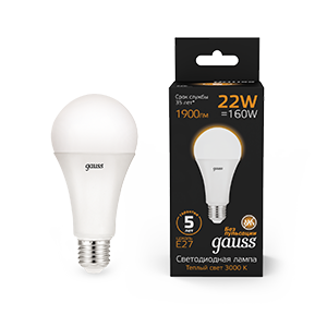 Gauss Лампа A70 22W 1900lm 3000K E27 LED 102502122