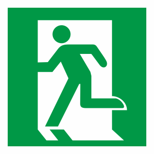 Белый свет Знак безопасности PS-15164.E01-01"Выход здесь (лев.)" a21929