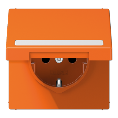 JUNG SCHUKO розетка с полем для надписи и крышкой, оранжевый LS1520BFNAKLO