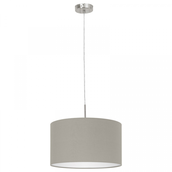 Eglo 31572 Подвес PASTERI, 1х60W (E27), Ø380, никель матовый/текстиль, серо-коричневый