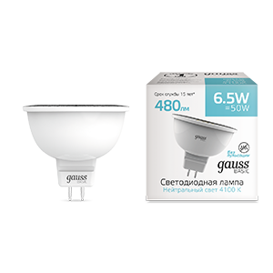 Gauss Лампа Basic MR16 6,5W 480lm 4100K GU5.3 LED 1013527