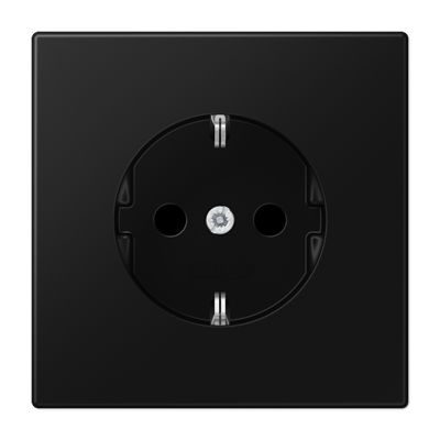 JUNG Штепсельная розетка SCHUKO 16A, 250V~ с защитой от детей, матовый чёрный графит LS1521KISWM