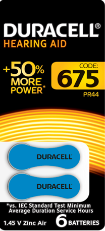 Duracell 5005481 Элемент питания для слуховых аппаратов ZA675-6BL Б0039182