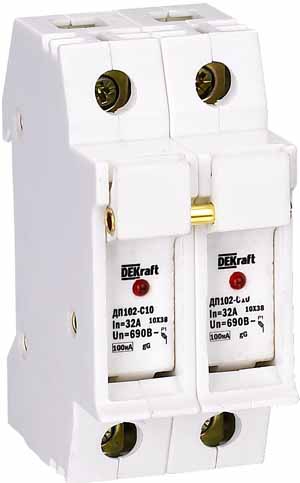 Купить Dekraft Держатель предохр. типа C10 со светодиодной индикаторной лампой ДП102-С10-2P