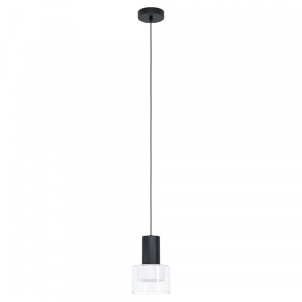 Eglo MOLINEROS Подвес светодный димм, 1х5W(GU10), Ø140, H1500, 1х400lm, сталь, черный/стекло, пластик, прозрачный, белый 39725