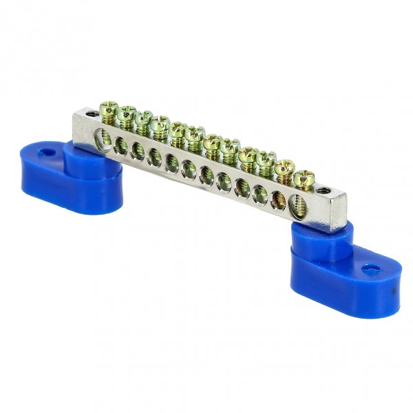 EKF PROxima Шина "0" N (6x9мм) 12 отв. цинк 2 синих угловых изолятора