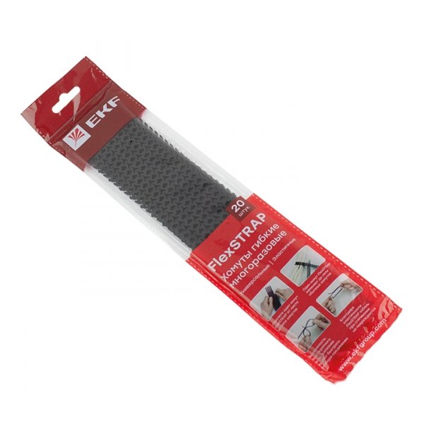 EKF PROxima Хомут гибкий (20 шт.) черный FlexSTRAP