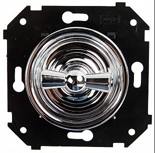 BIRONI Шедель Пластик Серебро Выключатель проходной 1-кл, ручка Серебро (скрытый монтаж) B3-201-S-S