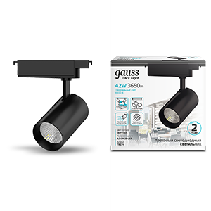 Gauss Светильник трековый цилиндр 42W 3650lm 4000K 180-240V IP20 90*240мм черный угол 24º LED TR074