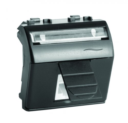 DKC Компьютерная розетка RJ45 кат.5e, Brava, черная, 2мод