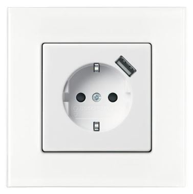 ABB BJB Basic 55 Бел Розетка Schuko 20 EUCBUSB-96-500, 16А, 700мА с устр.заряд.USB 2CKA002011A6196