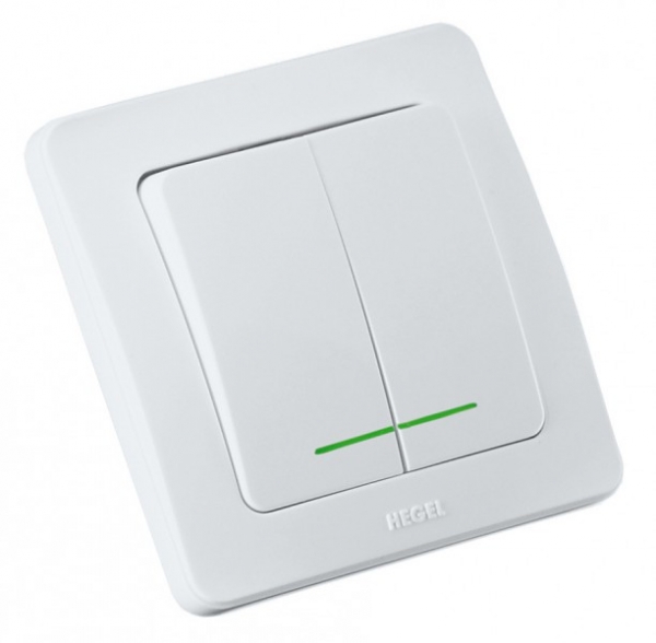 Hegel Мастер внутр Белый ВС16-352 Выключатель 2-клавишный, с индикацией