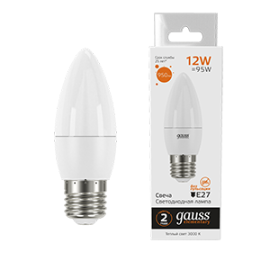 Gauss Лампа Elementary Свеча 12W 950lm 3000K E27 LED 30212
