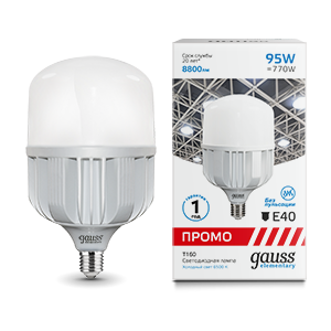 Gauss Лампа Elementary T160 95W 8800lm 6500K E40 Promo LED 60430