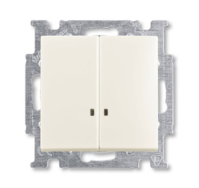 ABB BJB Basic 55 Шале (бел) Выключатель 2-клавишный с подсветкой 2CKA001012A2188